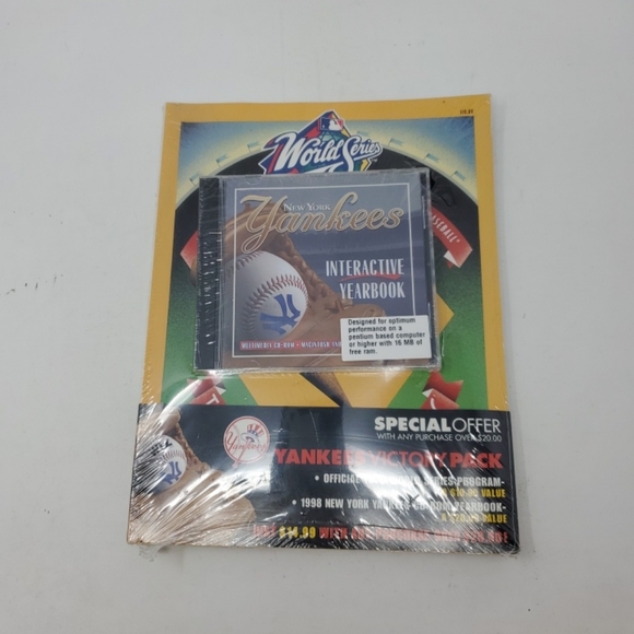 New 1998 OFFICIAL MLB NEW YORK YANKEES WORLD SERIES PROGRAM Book & CD ROM - Picture 1 of 7